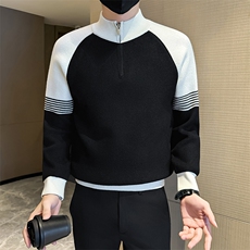 冬季店主风社会小伙痞帅半高领拼接针织衫301A-1/M96/P58，男装针织衫/毛衣，星座301A-1