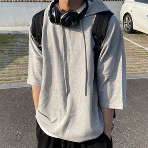 816B-T1010-P45 春夏季学生连帽情侣中性韩简约高级短袖ins港风图片