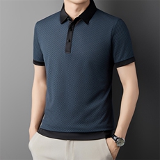夏装冰丝Polo衫男士短袖T恤夏季薄款2024新款中年男装宽松半袖潮，男装T恤，电商B212（原钱塘6029）