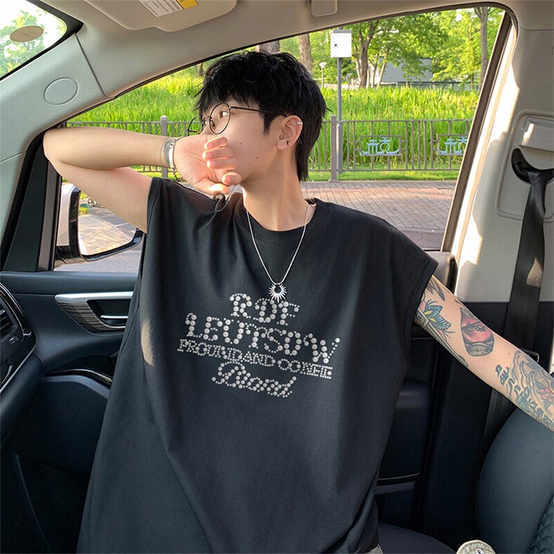 可48小时发货支持抖音得物来样二开240克重磅美式纯棉背心无袖t恤，男装背心/马甲，电商A486