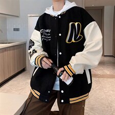 秋季新款休闲百搭宽松夹克美式复古拼接棒球服外套男W3807-P55，男装夹克，星座512-2