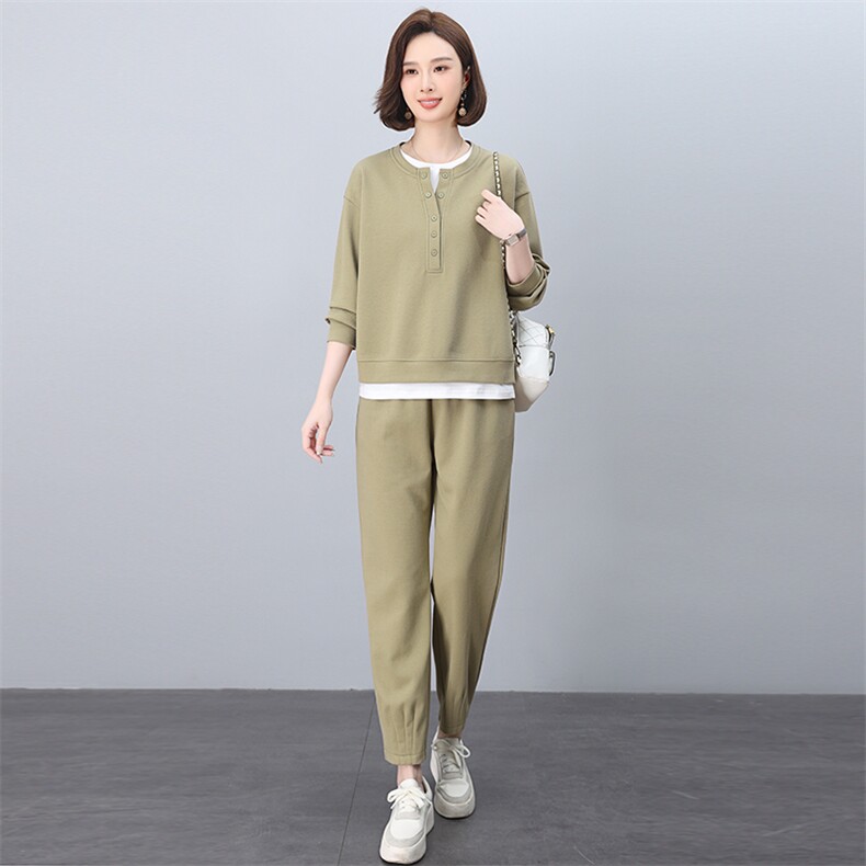 休闲运动套装女2025年春装新款减龄妈妈装卫衣两件套,女装套装/套裙,忆绮罗
