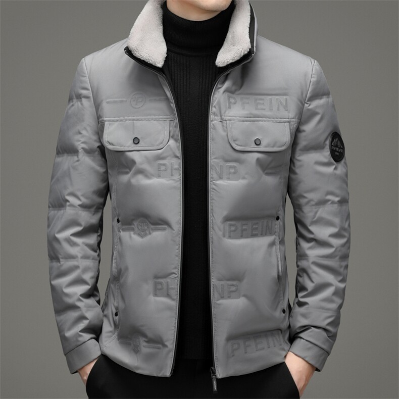 2023冬季脱卸毛领短款羽绒服男款中年装加厚外套XXH9611-P220图片