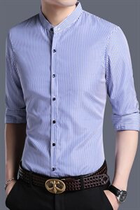 BJ77810衬衫2021春秋季新款长袖衬衫男韩版T恤衫商务休闲男装P55图片