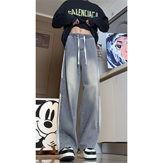 秋季新款三杠条纹拼接牛仔裤男美式高街vibe裤子潮-A1218TP48控78，男装牛仔裤，电商B241