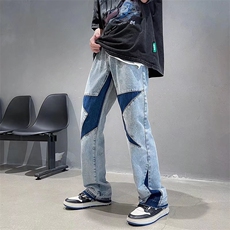 夏季美式街头牛仔裤男ins潮牌设计感小众vibe风炸街裤子N0810-P50，男装牛仔裤，星座308B-1