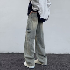 工装牛仔裤男士韩版潮流高街口袋2024夏季新款ins长裤RK1613-P47，男装牛仔裤，星座412-3