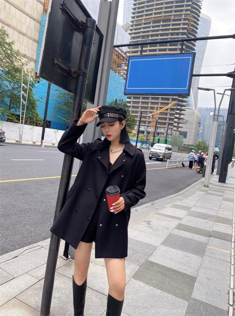 【现货】2021秋季新款风衣精纺TR面料时尚不挑人，女装风衣，蓝典