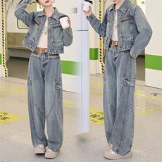 牛仔外套女洋气减龄显瘦春秋装2025新款轻熟风时尚气质两件套套装，女装套装/套裙，江南女神