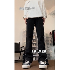 欧美vibe风黑色高街裤子工装机能排扣设计感潮牌牛仔裤L70688-P35，男装牛仔裤，星座1008