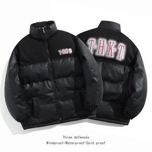 PU皮棉衣棉服鳄鱼纹拼接面包服立领棉袄皮衣外套1612-P85量大有差图片