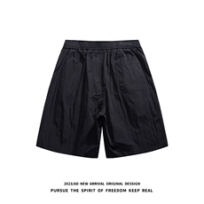 白底23夏季时尚美式复古垂感松紧腰宽松短裤KZF504P45控68，男装牛仔裤，电商A247-1