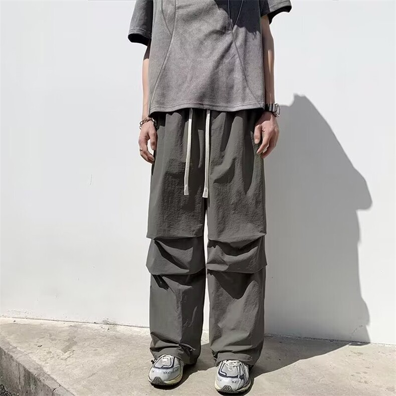 潮牌机能降落伞兵休闲裤男宽松百搭直筒抽绳速干工装长裤XWK57,男装工装外套,星座208-5