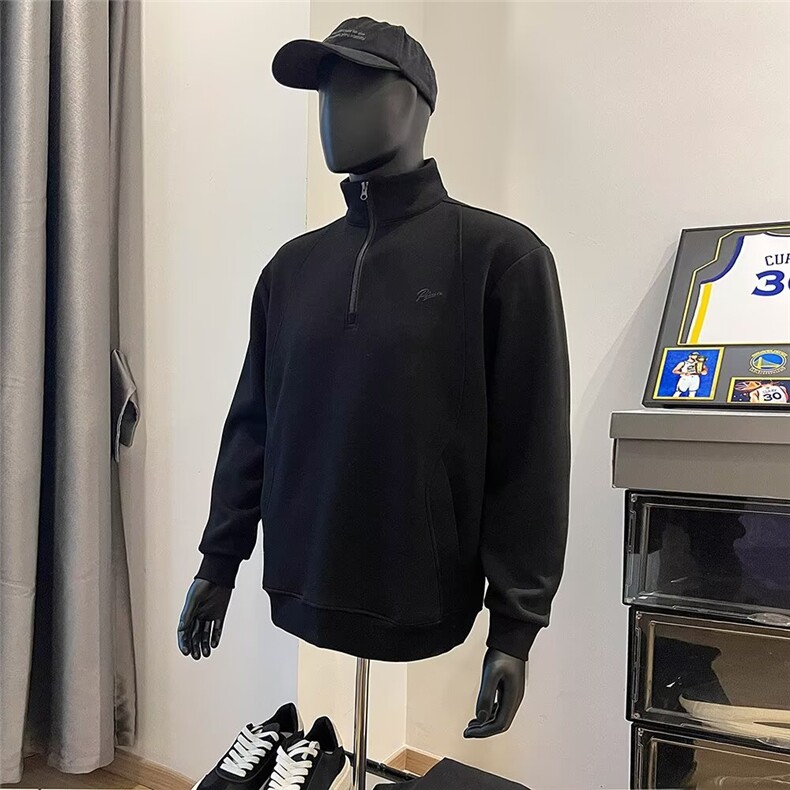 拉链半高领加绒卫衣男春秋款男XW62P42,男装卫衣,星座1116-2