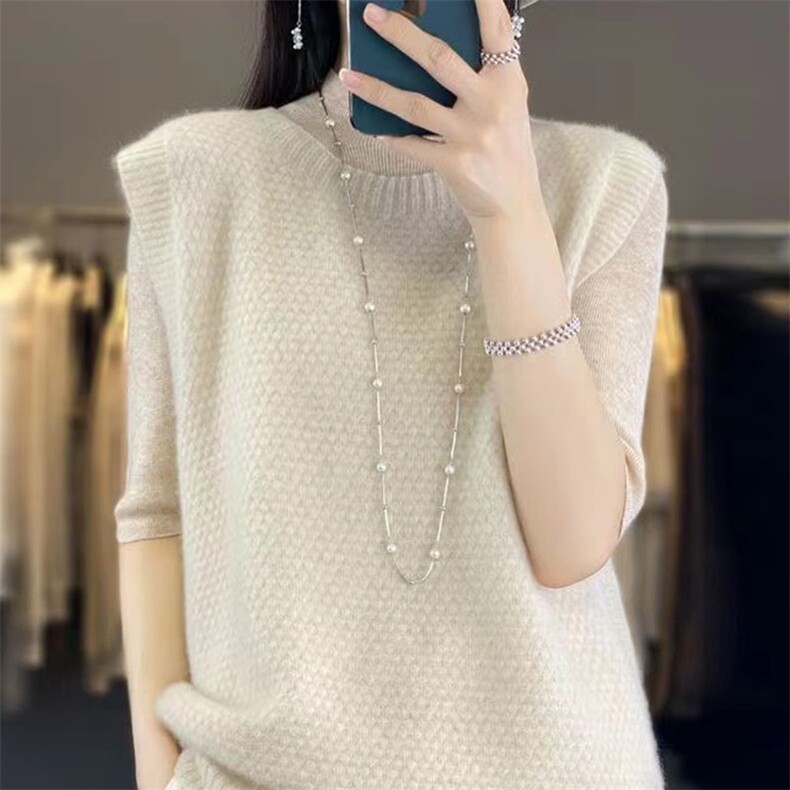 马甲女圆领一线成衣2025春秋新款针织坎肩宽松马夹内搭，女装背心吊带，萱芳婷羊绒