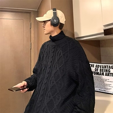 麻花高领毛衣男软糯慵懒长领毛线时尚百搭冬加厚潮牌针织衫MM264，男装针织衫/毛衣，星座506