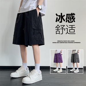 2025新款高街工装中裤速干运动男夏薄款伞兵短裤美式复古K688-P25图片