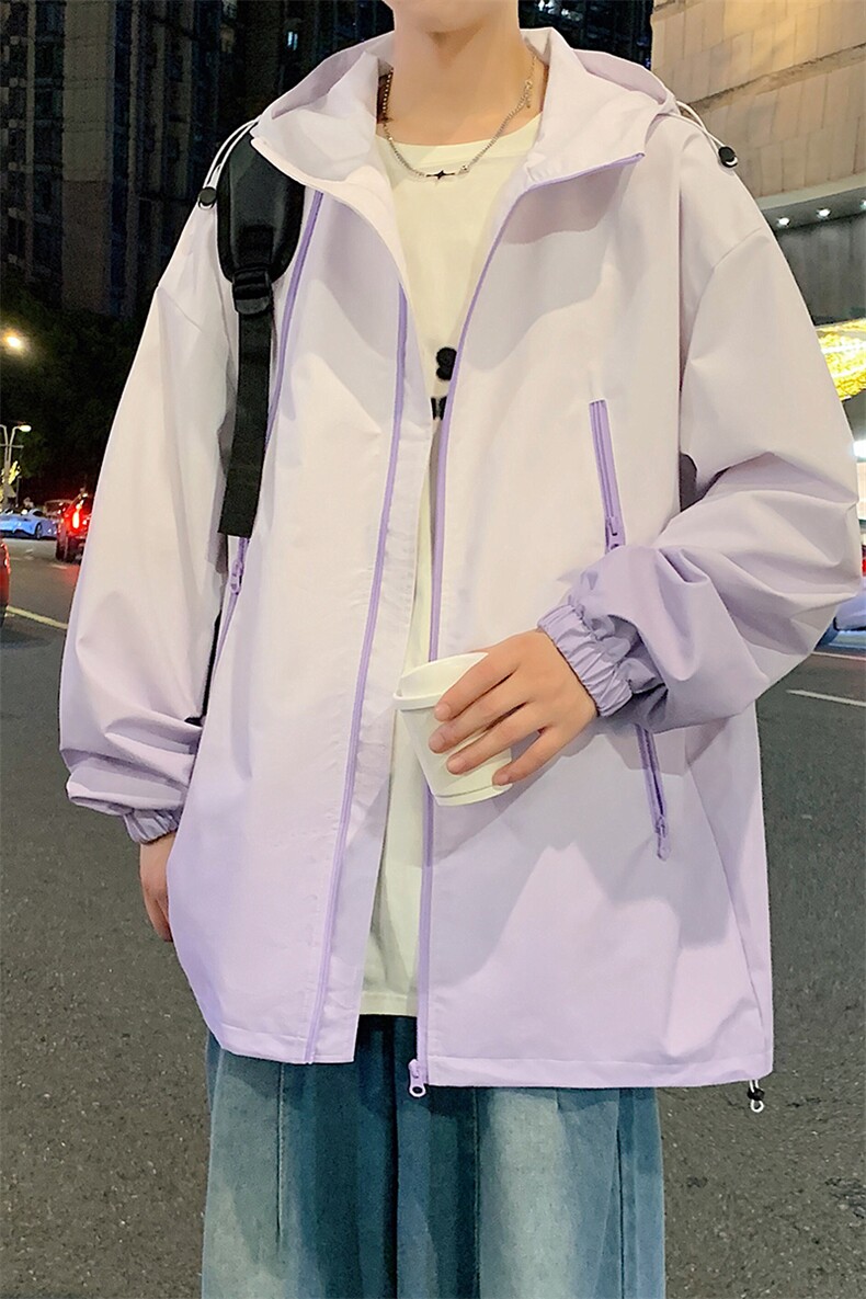 港风上衣渐变多拉链夹克宽松落肩拼色棒球服外套JK830P75,男装夹克,星座1204-3