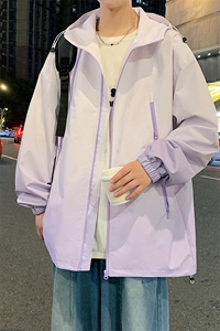 港风上衣渐变多拉链夹克宽松落肩拼色棒球服外套 JK830 P75图片