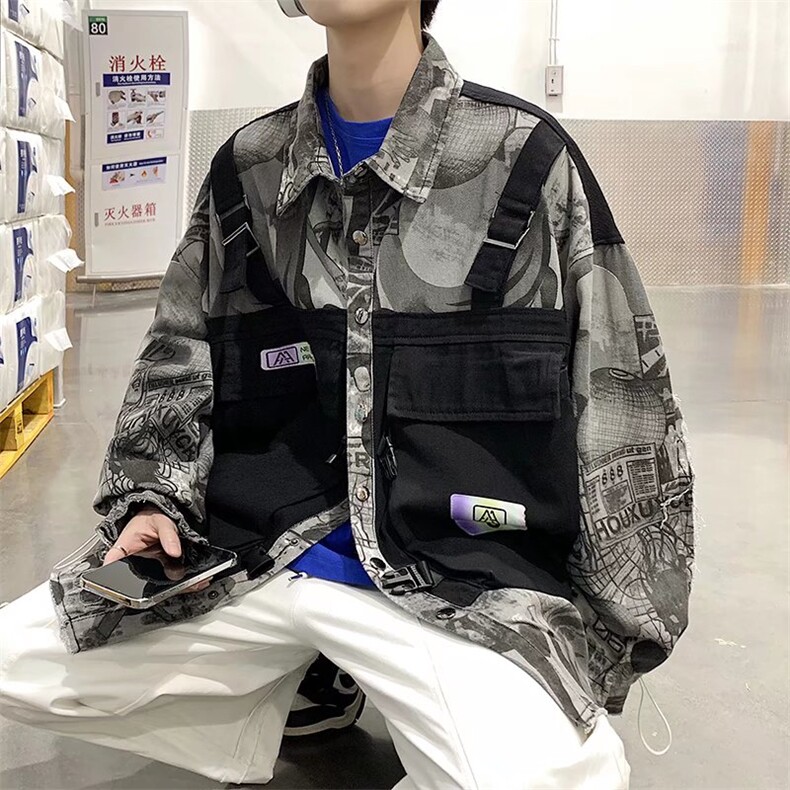 工装外套男ins嘻哈日系潮牌高街牛仔夹克机能J2169P75,男装夹克,星座1116-2