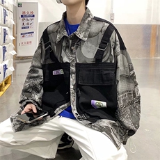 工装外套男ins嘻哈日系潮牌高街牛仔夹克机能J2169P75，男装夹克，星座1116-2