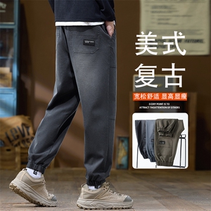 休闲裤男秋季新款直筒宽松阔腿裤百搭垂顺男士裤子K6655-P52图片
