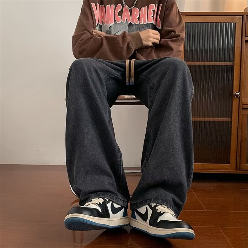 裤子男ins潮百搭秋冬胖子大码潮牌灯芯绒宽松直筒时尚百搭阔腿裤,男装休闲裤,星座1210-1