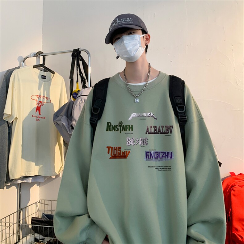 ！圆领卫衣男装港风长袖T恤男外套男WY163-P28,男装卫衣,电商B367