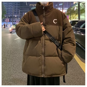 棉衣男冬季外套潮流灯芯绒拼接棉服女情侣加厚棉袄面包服 M410图片