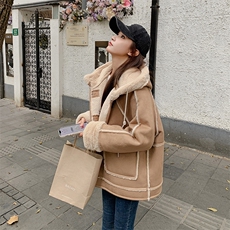 连帽羊羔毛外套2D014-8888-P185-K268，女装短外套，2D014