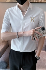 2023男夏新款男士中袖刺绣衬衣社会小伙风B302-CS256，男装衬衫，电商B216（原B302）
