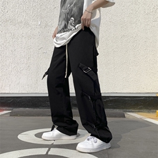 2022欧美高街vibe裤子男ins绑带别致设计感炸街工装裤潮K095-P43，男装休闲裤，星座308B-1