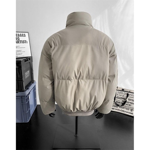 现货5W件冬季三防重磅硬挺boxy短款羽绒立领PU皮棉衣外套加厚棉服图片