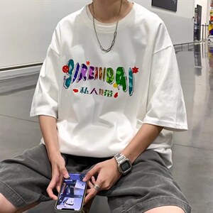 男潮流夏季圆领T恤宽松短袖T511P30图片
