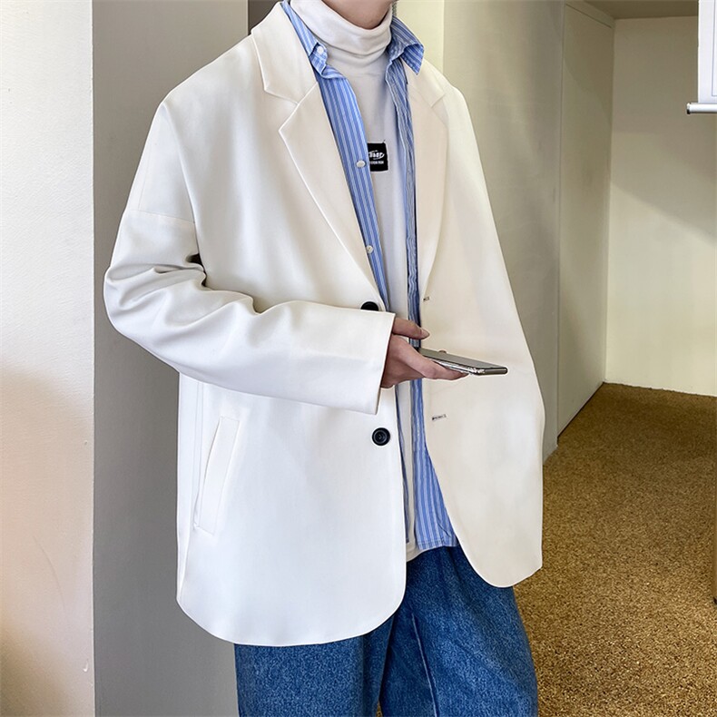 港风秋季轻奢西装男帅气高级感雅痞西服休闲宽松外套A071-X07-P85，男装西服套装，电商A071