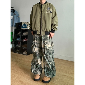 美式复古夹克男女春秋新款设计感宽松百搭棒球服外套JK227-P66图片