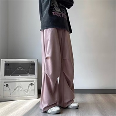 秋季休闲长裤重磅垂顺卫裤美式运动潮流复古宽松百搭ins阔腿情侣，男装休闲裤，四季星座218-1