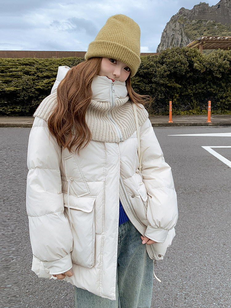 24冬季新品收腰显瘦设计感毛线连帽保暖羽绒服P265K398,女装羽绒服,慧峰