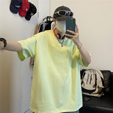 美式纯色休闲风短袖T恤男女宽松简约款重磅圆领上衣T3495-特价P20，男装T恤，电商A007