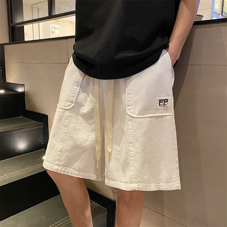 直播品做旧重水洗 立体裁剪拼接工装短裤五分裤 K9805/P45 白色5图片