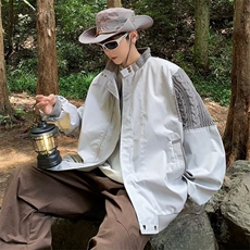 2024新款欧美式拼接夹克男潮牌复古宽松棒球服外套春秋AJ901-P68，男装夹克，星座1109-3