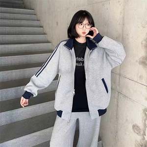 抖音得物高品质美式高街重磅结构设计拼接织带立领卫衣外套CM42