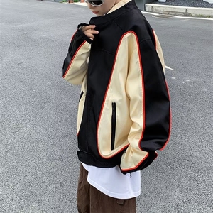 高级感痞帅赛车服美式机车外套男飞行员夹克情侣装图片