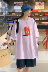 夏季可乐印花情侣三色宽松T恤 A071-5504-P25图片