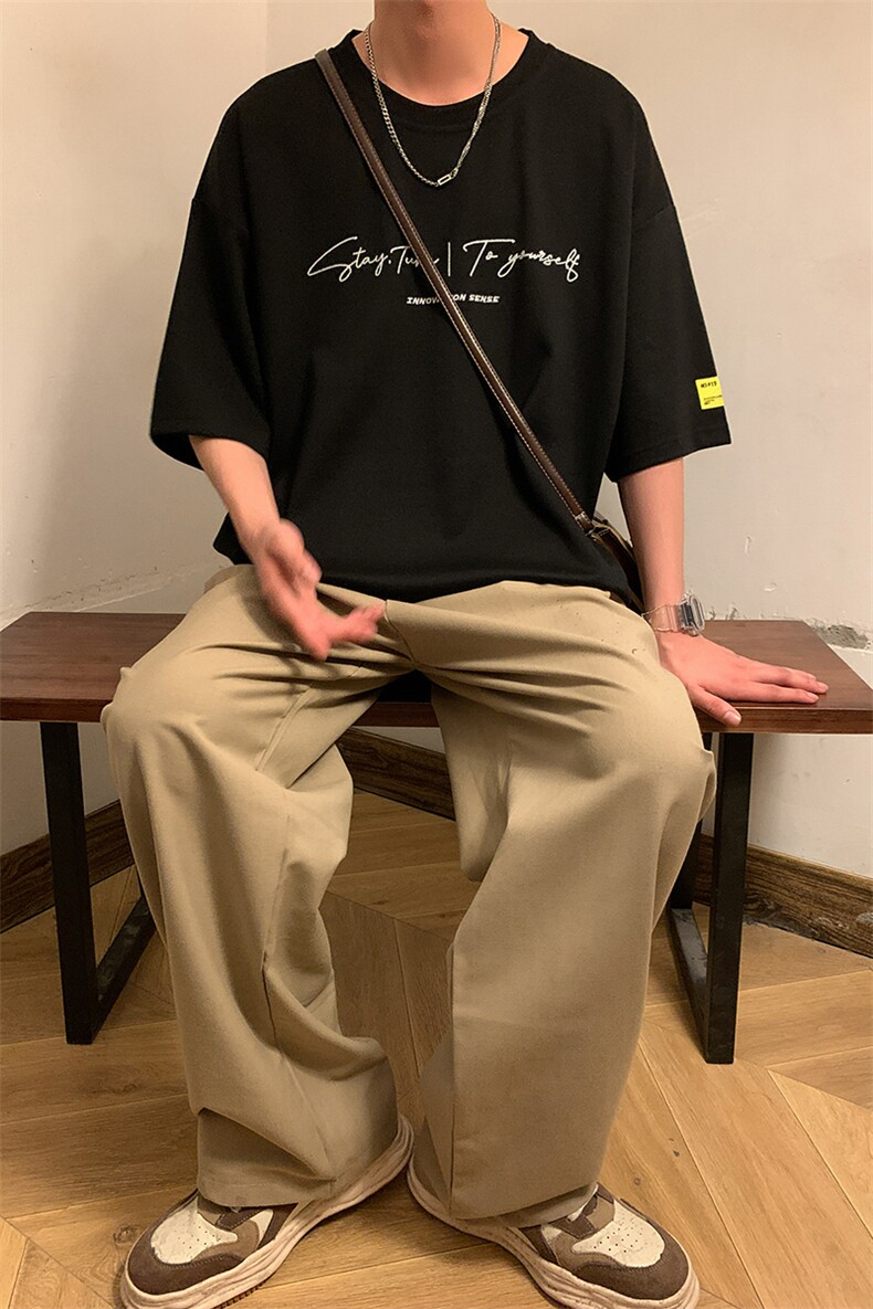 冰氧仿棉短袖港风暖光夏季休闲百搭字母印花男上衣TC3152-P22控48,男装T恤,星座717
