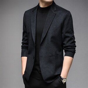 时尚潮流宽松无痕上衣西服中年男士新款商务休闲男装百搭免烫外套