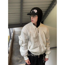 【有货】DM5014-P103白色压皱美式棒球服男款秋冬潮牌高级感夹克，男装夹克，星座603-2