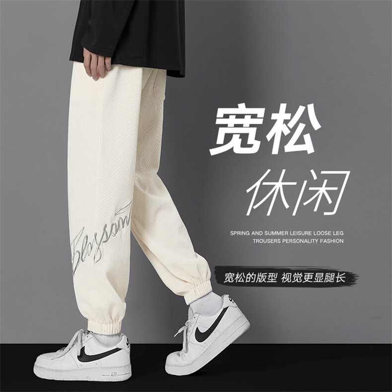 新款男百搭设计感束脚潮流雪尼尔顶峰灰墙休闲裤XD8817-P60控98图片