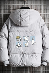 MY16097-P100 加厚加绒连帽衣男大码服男面包服男 网格挂拍图片
