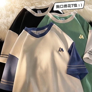 新款港风时尚潮牌精致短袖时装拼色运动风夏季上衣ZDY3415-P49图片